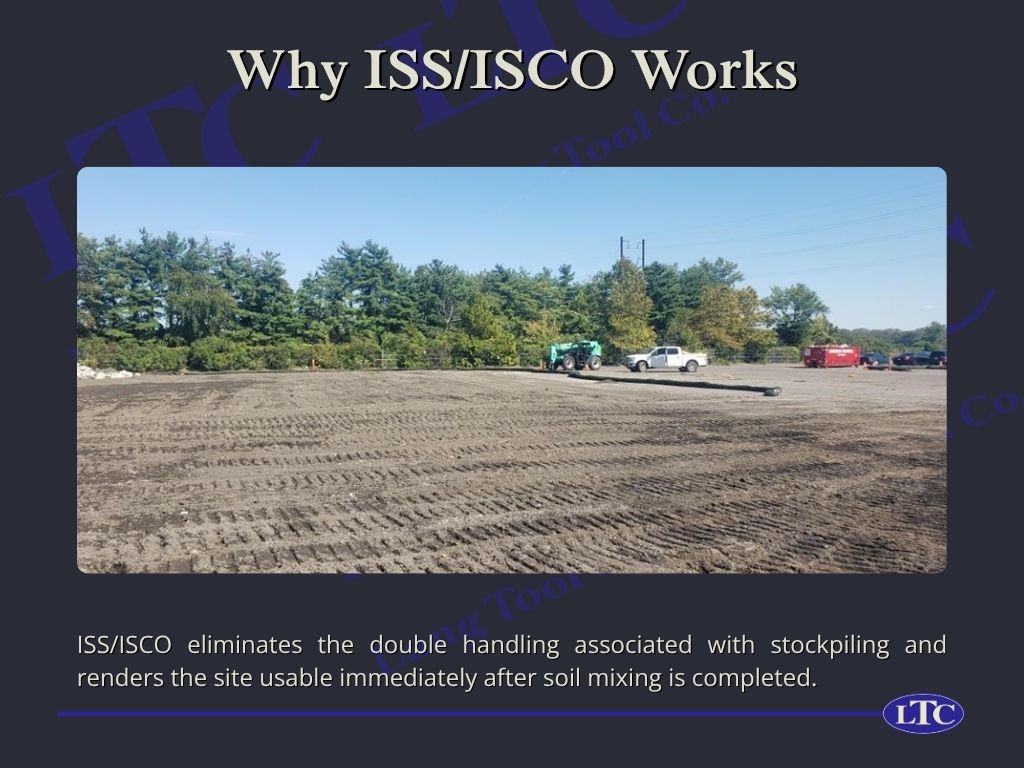 ISS/ISCO eliminates the double handling associated with stockpiling and renders the site usable immediately after soil mixing is completed.